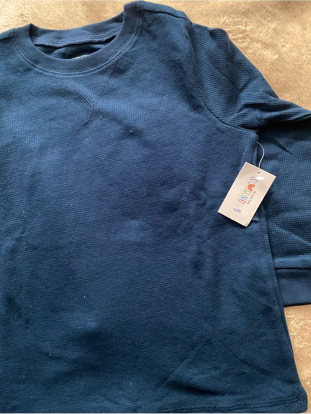 🆕 Garanimals Navy Blue Long Sleeve Waffle Knit Tee 🆒